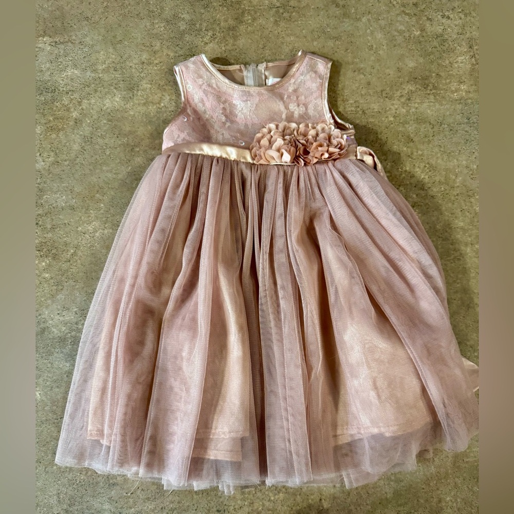 Adorable Elegant Pink Infant Sequin & Tulle Dress, Girls Size 12M - Picture 3 of 8